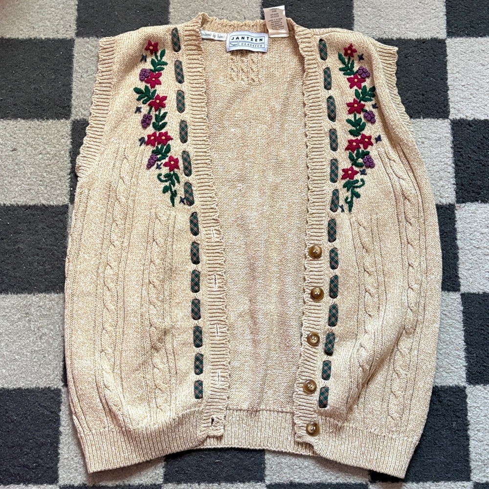 Vintage Embroidered Sweater Vest
